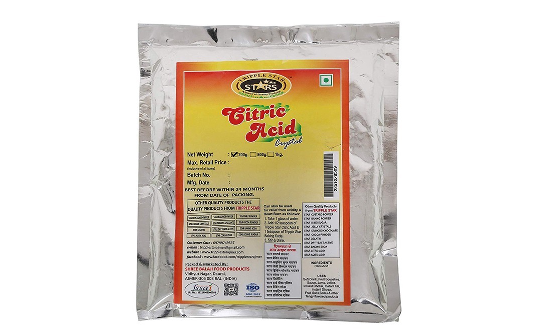 Tripple Star Citric Acid Crystal    Pack  200 grams